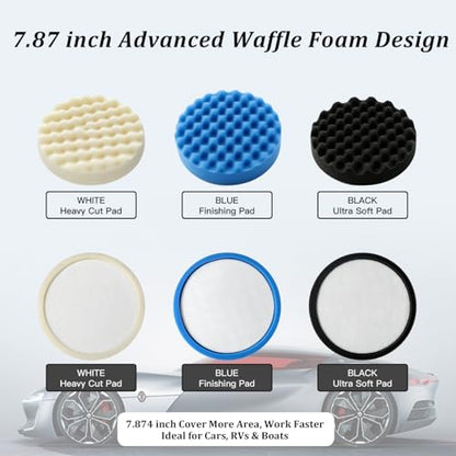 3-in-1 Polishing Pads 8 inch for 7" Backing Plates | Replace for 5275 5723 5733, Foam Buffing Pads, Car Cutting Sponge, Waxing Buffing Pads