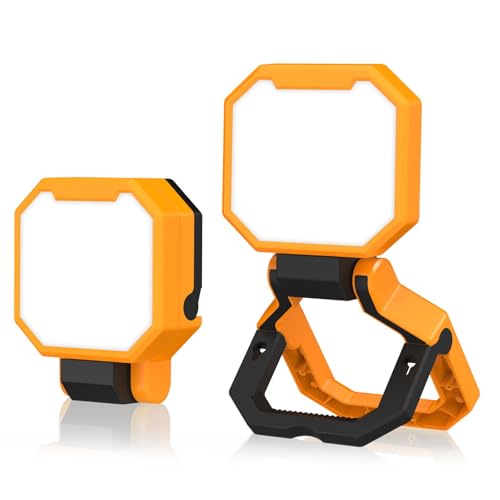 HYPERLITE Rechargeable Work Light - 2Pack 40W 4000Lumens - Valentine's Gifts for Men Dad Him - Hanging Hook Folding Portable Magnetic Work Light - Mechnic Light for Car Repairing Camping Emergency - color: Yellow-2Packs