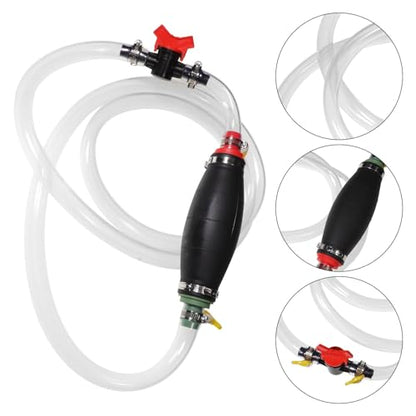 Gas Siphon Kit Hand Pump with Rubber Hose and Iron Switch for Extracting Gasoline and Oil in Emergency Situations, Portable Gasoline Transfer Pump for Car Use,