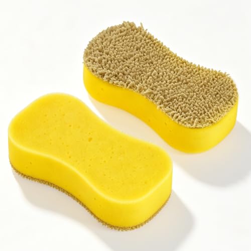 Car Wash Sponge 2 Pack - Large Plush Scratch-Free Cleaning Sponges, High Foam Long-Hair Microfiber Wash Sponge for Cars Trucks SUVs & Household Use - color: 2 Pack