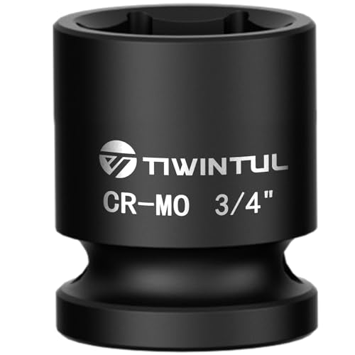 3/4" Shallow Impact Socket 1/2 Inch Drive for Wheel Lug Nuts & Axle Nuts | CR-MO Steel Impact Socket, 6 Point Design, 1.5" Length, SAE Size Socket for Automotive and Industrial Equipment Maintenance - size: 3/4" (Standard)