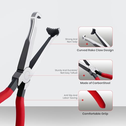 Electrical Disconnect Pliers 4pack Fuel Line Clip Removal Tool | Automotive Tools Connector Clamps, Ignition Coil Safety Wire Plier, for Cars Trucks Clamp Repair - color: Red