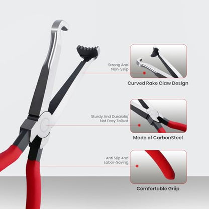Electrical Disconnect Pliers 4pack Fuel Line Clip Removal Tool | Automotive Tools Connector Clamps, Ignition Coil Safety Wire Plier, for Cars Trucks Clamp Repair - color: Red