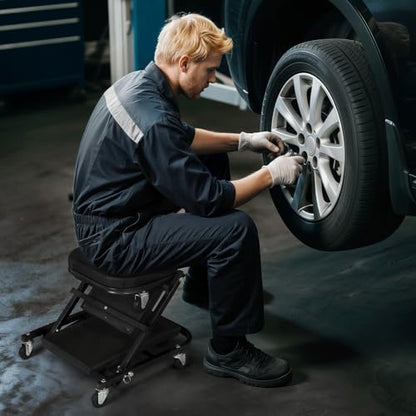 Magshion 36" Z-Creeper Seat Foldable Under Car Creeper, 330 lbs Capacity All-in-One Adjustable Roller Garage Chair Lay Down or Sit, 6 Wheels (Black) - color: Black, size: 36"