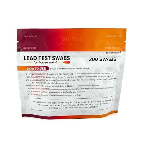 Scitus Know, Understand Lead Test Kit (300 Rapid Testing Swabs) 30-Second Results, Vinegar Activated, Home Use for Painted Surfaces, Walls, Trim, Doors, Furniture - size: 300