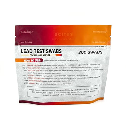Scitus Know, Understand Lead Test Kit (300 Rapid Testing Swabs) 30-Second Results, Vinegar Activated, Home Use for Painted Surfaces, Walls, Trim, Doors, Furniture - size: 300