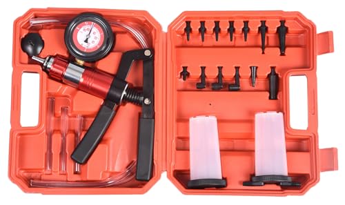 DHA 2 in 1 Brake Bleeder Kit Hand Held Vacuum Pump Pressure Tester Tool, One Man Vacuum and Pressure Pump Tester Brake Fluid Bleeding Kit for Car Motorcycle