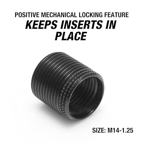 OEMTOOLS 25648 Fix-A-Thread Spark Plug Saver Inserts, Metric, M14 - 1.25, Socket Rethreading Kit Components For Car, Truck, RV, And Aviation Repair, 14mm Thread - style: M14 Locking Inserts