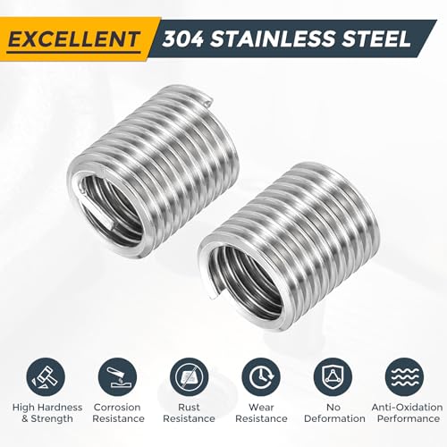 HARFINGTON 20pcs Wire Thread Repair Inserts M10 x 1.5 x 2D (20mm) Metric 304H Stainless Steel Helical Coiled Wire Screw Threaded Sleeve Sheath for Automotive Repairs - size: M10 x 1.5 x 2D