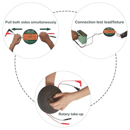 2 Wires 30FT 18AWG Retractable Test Leads with Cable Bag | Dual Ended Electrical Alligator Clips Test Probe Lead Wire Cables for Circuit Connection/Electrical Testing Troubleshooting