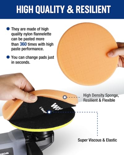 WORKPRO 7.5 Inch Buffing Sponge Pads, 5PCS | 7.5 Inch Face for 7 Inch Backing Plate, Cutting Polishing Pad Kit for Car Buffer Polisher Compounding, Polishing and Waxing - size: 7.5×7.5×1.2inch