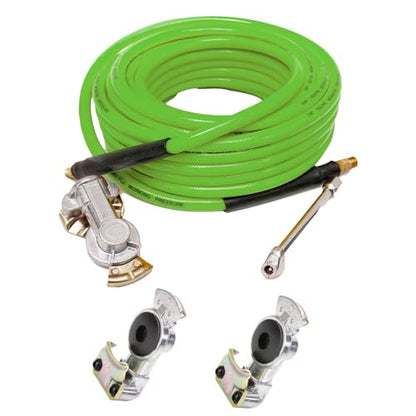 Torque Heavy Duty Truck Tire Inflator Kit, Including 3/8" x 50 ft Air Hose, Universal GladHand & Dual Foot Chuck, Glad Hand Air Hose Kit with 2 Extra Glad Hands, 300 PSI - color: d) Inflator Kit w/ extra 2 Gladhands