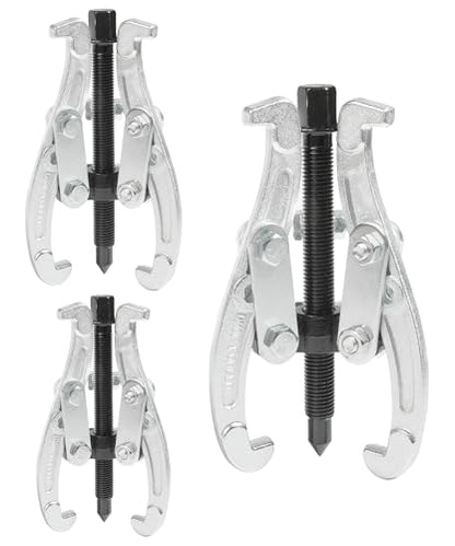 RACOONA Gear Puller,Heavy Duty Pulley Puller,Car Accessories 3 Jaw Gear Bearing Flywheel Pulley Removal Tool,Gear Removal Tool Gear Puller Set,3" 4" 6" 3 Jaw Puller Kit for Slide Gears,Pulley,Flywheel