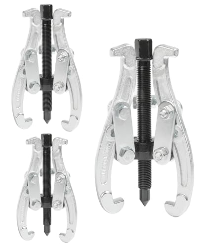 RACOONA Gear Puller,Heavy Duty Pulley Puller,Car Accessories 3 Jaw Gear Bearing Flywheel Pulley Removal Tool,Gear Removal Tool Gear Puller Set,3" 4" 6" 3 Jaw Puller Kit for Slide Gears,Pulley,Flywheel