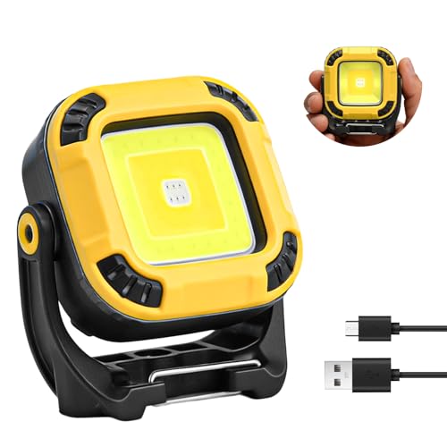 Rechargeable Magnetic Work Light, 1100 LM Portable Light | LED Work Light, IP65 Waterproof, Hook, Magnetic Light for Mechanics, Car Repair, Emergency, Compact, 1200mAh(Yellow) - color: Yellow, size: 1 Pack