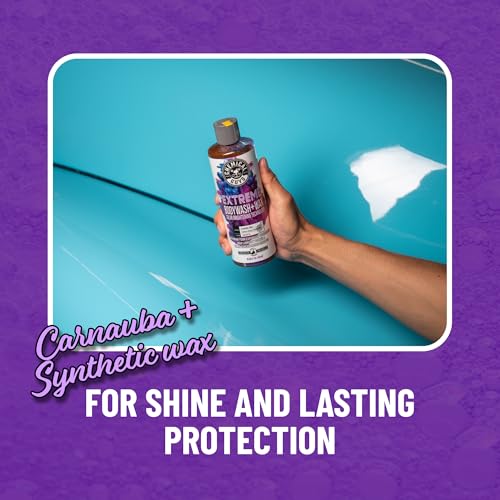Chemical Guys, Extreme Bodywash & Wax Car Wash Soap, Grape Scent, 64 oz | Thick clinging foam in cannons, guns or buckets, carnauba adds gloss, gentle on wax and sealant, grape scent - size: 64 Ounce (Pack of 1)