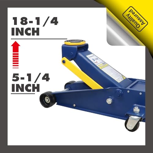 STRONGHOLD 3 Ton Hydraulic Dual Pump Garage Jack (6000 LBS) – Heavy-Duty Steel Floor Jack, Quick Start Lift, 5-1/4” to 18-1/4” Range, 360° Swivel Saddle
