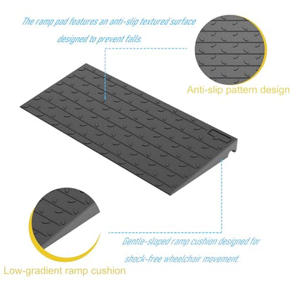 OrangeStar Heavy Duty 2.5" Rise Rubber Threshold Ramp | Wheelchair & Scooter Ramp with Cord Channel, Non-Slip Angled Entry for Doorways, Steps & Garages (Black, 36" Length) - size: 2.5in