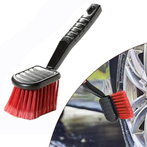 Car Detailing Wheel Brush with Ergonomic Grip - Soft Bristle Rim Cleaner for Brake Dust on Alloy Wheels - Flexible Tire Brush for Engine Bay - 10.24 Inch