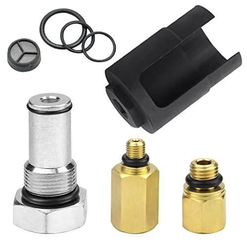 Mekar 6.0 IPR Valve Socket and Oil Rail Adapters Kits and 6.0 High Pressure Oil Pump IPR Valve Air Test Fitting Tool with Seal Kit Compatible with 6.0L Powerstroke Diesel Engine - size: 8PCS Set