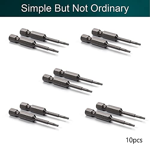 Utoolmart Torx Screwdriver Bits, T6 Magnetic Torx Head Screw Driver Bit, with 1/4 Inch Hex Shank, 50mm Length S2 Steel Screw Driver Kit Tools, for Repair Work, 10 Pcs - size: T6