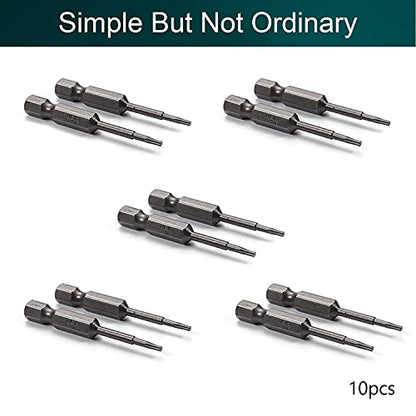 Utoolmart Torx Screwdriver Bits, T6 Magnetic Torx Head Screw Driver Bit, with 1/4 Inch Hex Shank, 50mm Length S2 Steel Screw Driver Kit Tools, for Repair Work, 10 Pcs - size: T6