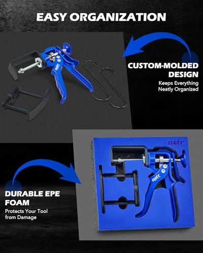 OMT Dual Piston Brake Caliper Compression Tool for Pad Replacement | Aluminum & Steel Build; 377 lb Force; Single and Dual Pistons; Brake Maintenance; Auto Technicians