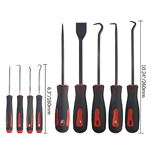 9 PCS Pick and Hook Set with Scraper for Automotive and Electronic Tool, Yellow or Red, Random Color