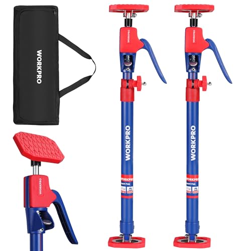 WORKPRO Cabinet Jack Support Pole, 23-5/8" to 45-1/4" Steel Telescopic Quick Support Rod Adjustable 3rd Hand Support System with 154 lbs Capacity for Cabinet Jack, Drywall Jack& Cargo Bars, 2-Pack - size: Medium-23.6"-45.3" 2PC