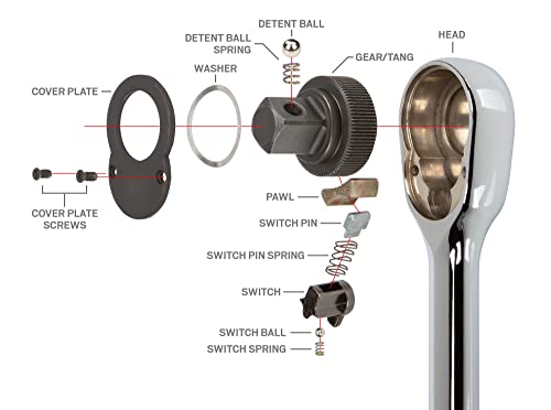 TEKTON 1/4 Inch Drive x 3 Inch Stubby Ratchet | SRH01003 - size: 1/4 Inch Drive x 3 Inch Non-QR, style: Non-Quick-Release