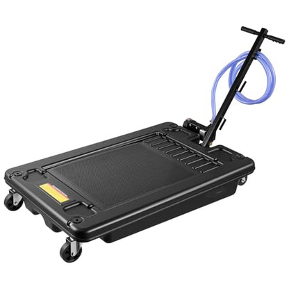 VEVOR Low Profile Oil Drain Pan, 17-Gallon Plastic Oil Change Pan, Effective Oil Drain Cart with 180W Electric Pump, Wheels & Folding Handle, Oil Drain Tank for Cars, SUVs, Trucks, Buses, RVs