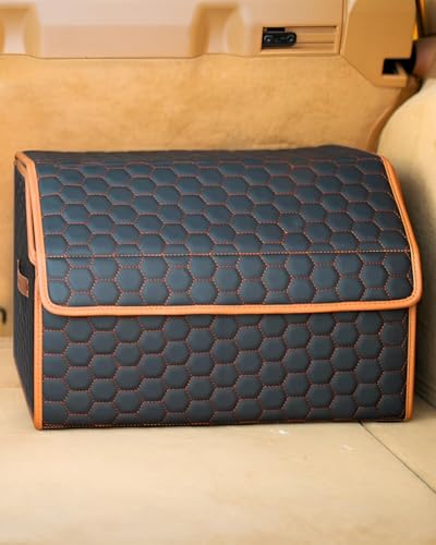 Owleys Foldable Trunk Organizer for Car Storage - Collapsible Auto Trunk Organizer With Lid - Trunk Organization (21.6 inch, Hexy) - color: Hexy 21