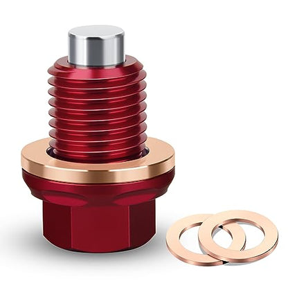 M12 x 1.5 Magnetic Oil Drain Plug 7075 Aluminum CNC Craft with Crush Washer Gaskets Replacement for BMW Benz - size: M12x1.5 plug