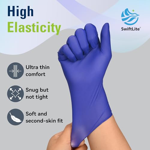 SWIFTLITE Disposable Nitrile Gloves, Food Safe, Latex-Free Powder-Free, Kitchen Rubber Gloves for Cooking and Cleaning - size: Medium