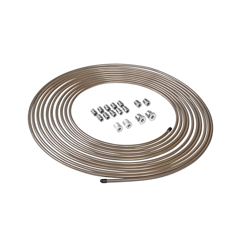 4LifetimeLines 3/16" x 25 ft Copper-Nickel Brake Line Replacement Kit – Inverted Flare Fittings Included, Hand-Bendable Tubing Coil, Corrosion Resistant, SAE & ISO Certified - size: Pack of 1