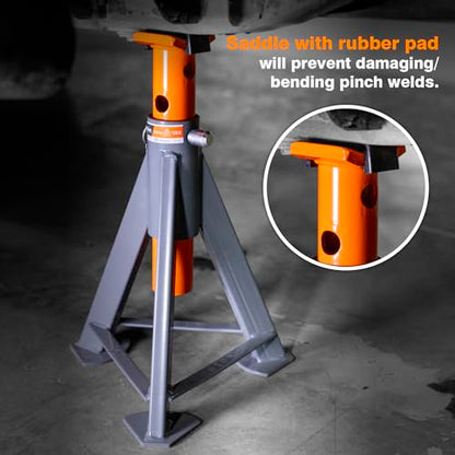 6.6-Ton Jack Stands (x2), Suited for All Passenger Vehicles, Pickup Trucks and Some Models Medium-Duty Trucks, Sold in Pair. - size: 6.6-Ton Jack Stands