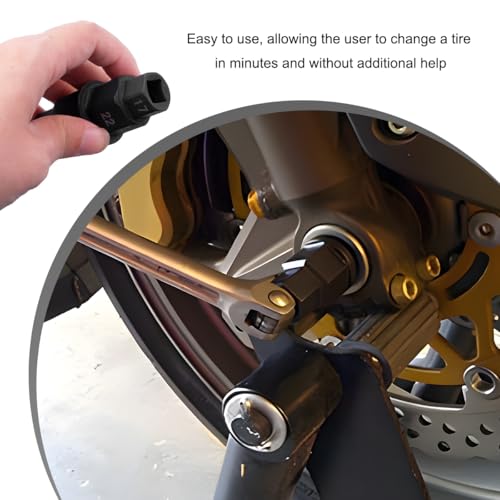 Hex Axle Tool for Motorcycle, 17 19 22 24mm Front Axle Wheel Hex Axle Spindle Socket Adapter, Wheel Hub Removal Driver Tool with 3/8 Inch Socket for Most Motorcycles