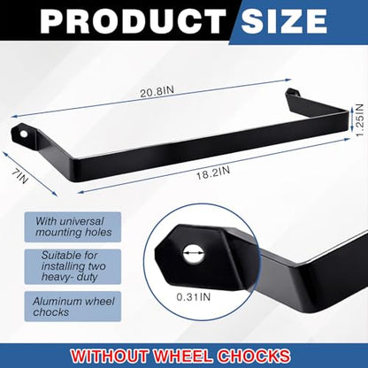 Outus Wheel Chock Bracket Mount Holder, Storage for 2 Pcs 9 Inch Aluminum Wheel Chocks Trailer Bed, Fender, Loading Dock, Tractors Truck Tire Blocks, Powder Coated Carbon Steel, 20.8"L x 1.25"W x 7"H