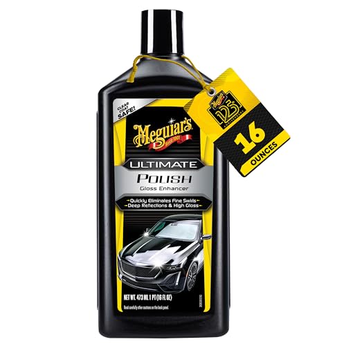 Meguiar’s Ultimate Polish – High-Gloss Polish for a Show Car Shine – Permanently Removes Light Swirls to Produce a Deep, Wet Reflection with a High Gloss Shine - Easy to Use, 16 Oz - size: 16 Fl Oz (Pack of 1), style: 16 Oz