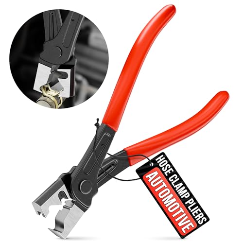 CV Boot Clamp Pliers – Car Hose Clamp Pliers Automotive – 6.97" Forged Steel Tool with Non-Slip Grip and Spring Gate Design for Clic R, Fuel Line, EVAP & Coolant System Clamps, Heavy-Duty Build - color: Black & Red Clic-r Type