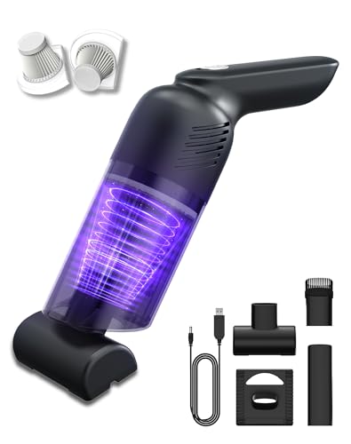 Handheld Vacuum Cordless, Car Vacuum Portable Cordless with 12000PA Strong Suction, Multi-Nozzles & 2 Washable Filters, 0.9lb Lightweight, Mini Hand Vacuum Cleaner for Car, Home, Office, Pet Hair