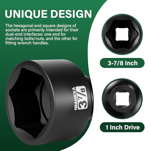 1" Drive Shallow Impact Socket,3-7/8 Inch SAE Jumbo Socket,CR-MO 6 Point for Easy Removal of Large Axle Nut（SAE) - size: 1 Inch Shallow 3-7/8", style: 1"Drive Shallow Impact Socket