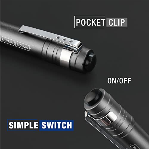 WORKPRO LED Pen Light, Aluminum Pen Flashlights, Pocket Flashlight with Clip for Inspection, Emergency, Everyday, 2AAA Batteries Include, Gray(4-Pack) - color: Gray
