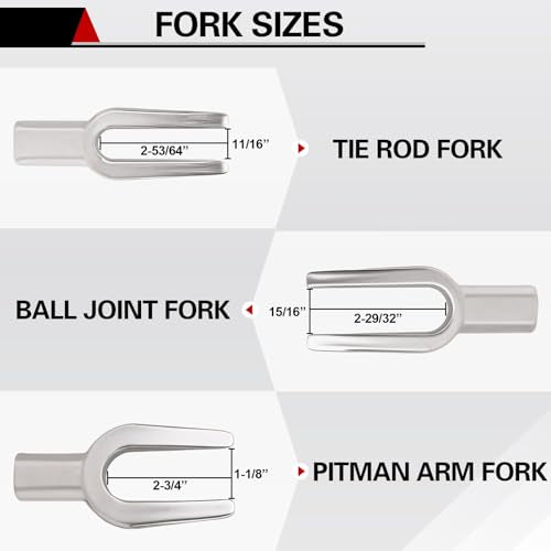 5pcs Ball Joint Separator Set | Tie Rod Removal Tool, 1-1/8", 15/16", 11/16" Pickle Fork Tool Set with Handle and Adapter for Pitman Arm Removal