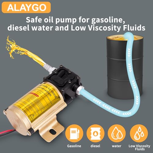 12 V Fuel Gasoline Transfer Pump Kit | Transfers Up to 125 Gallons of Gasoline Diesel Or Water per hour,Great for Vehicles, Boats, Equipment(No temperature at work） - color: 2 kit-gold