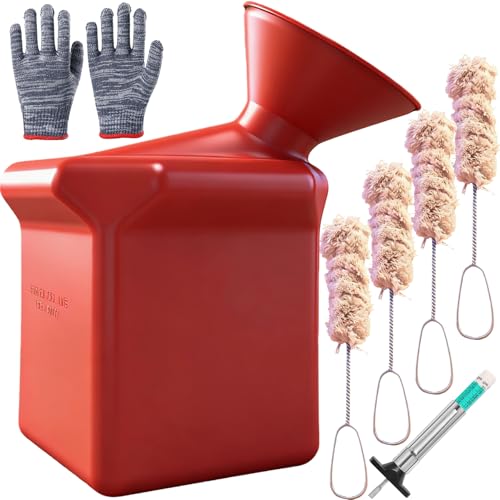 Angled Tire Lube Bucket Kit,for Coats Center Post Changers, 12.6" Length,1.25 Quart Capacity,with 4 Lube Swabs,Durable & Efficient Tire Mounting Lubricant Container for Professional Use(Red) - size: Angled Tire Lube Bucket Kit-Red