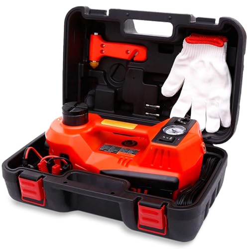 Electric Car Jack 5 Ton 12V Floor Jack with Inflator Pump Portable Hydraulic Jack Vehicle Lift for Car SUV Sedan MPV Tire Change with Led Light - color: Classic Version Orange