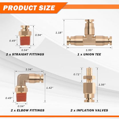 Air Line Kit for Air Spring Bag Suspension with Fittings, 25 FT PA Hose Truck Airbag Line with 1/4 NPT DOT Air Fittings, Replacement Valve for Airbag Suspension in Semi Truck Trailer - size: 9 PCS