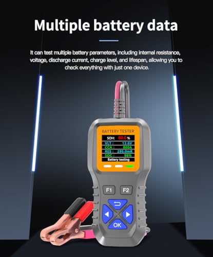 Car Battery Tester 6V 12V 24V Load Tester 100-2000CCA Digital Starter Analyzer with Color Display, Charging & Cranking System Diagnostic Tool for Cars, Trucks, Motorcycles, SUVs, Boats, RVs