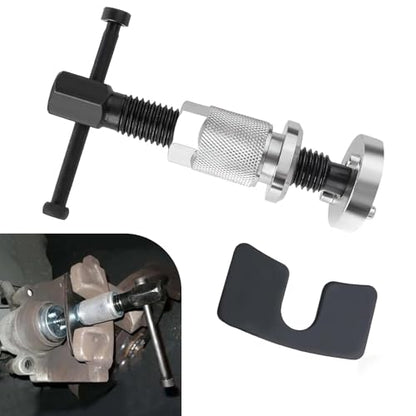 Car Brake Piston Rewind Tool, Rust-proof Disc Caliper Adjustment Kit, Car Rear Brake Pad Wind Back Right Handle Tool Set, Universal Piston Wind Back Replacement Accessory (Silver)